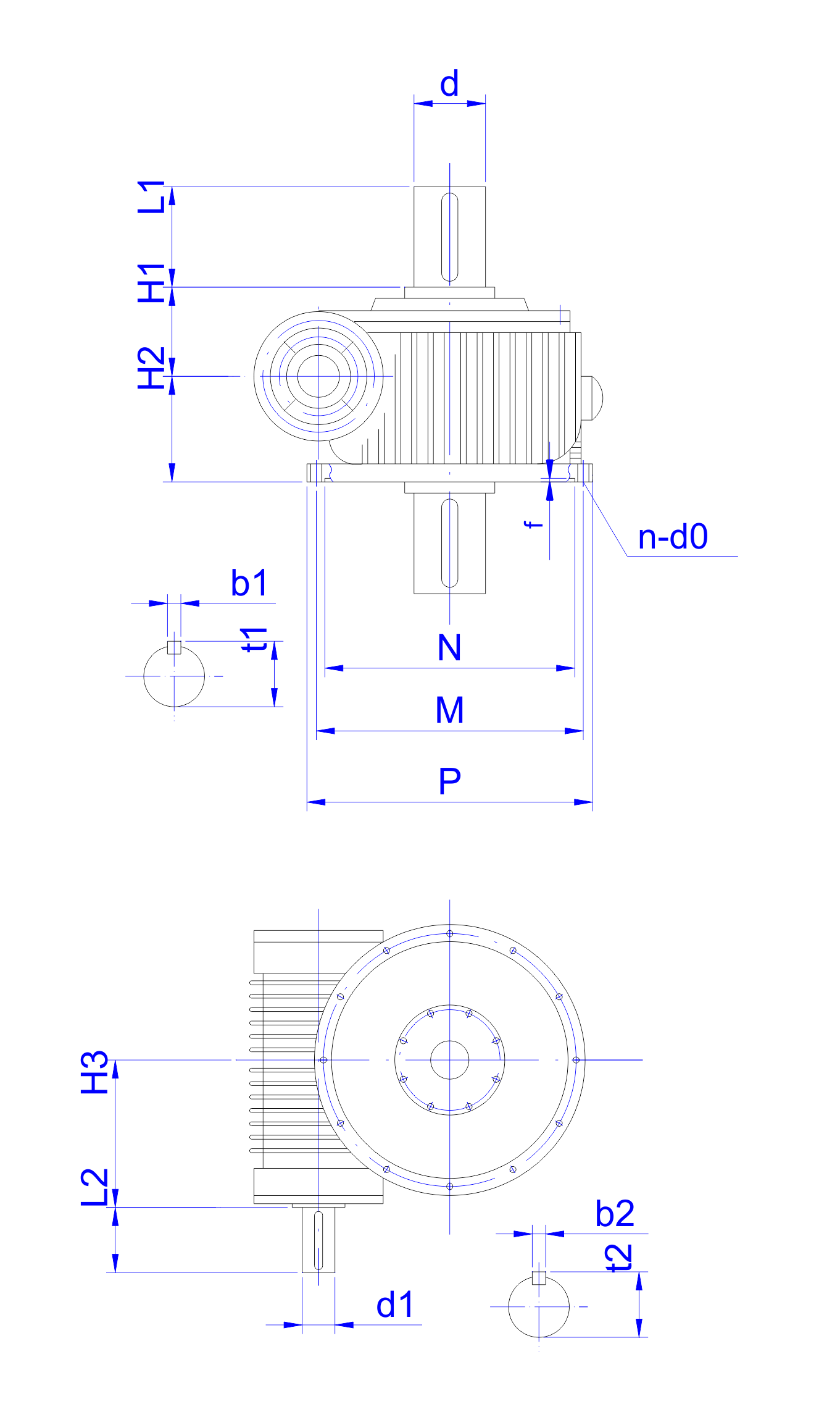   WHC系列正交軸蝸輪蝸桿減速機設計圖